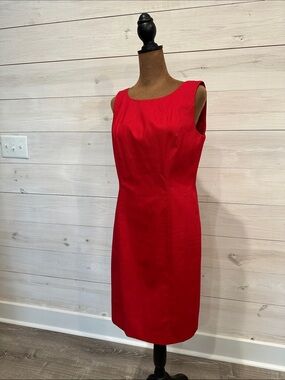 Talbots Bright Red Sleeveless Midi Sheath Dress